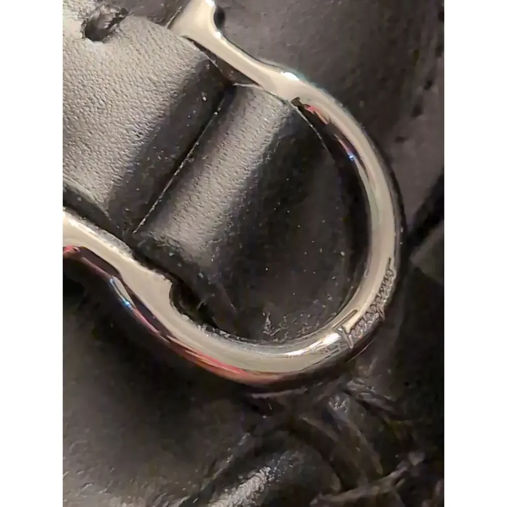 Ferragamo Gancini Loafers Womens 10 Black Leather Made In Italy Designer Shoes